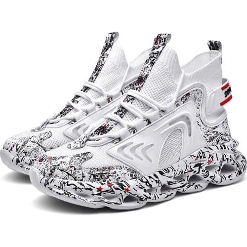 High Quality Graffiti Basketball Shoes Men Sneakers Running Shoes Summer High Top Anti-slip Male Outdoor Gym Sports Shoes Plus47