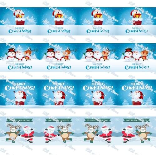 WL Christmas Elk and Snowman Printed Grosgrain Ribbon Gift Wrapping Hair Bow Diy Christmas Party Decoration Craft Supplies 50Y