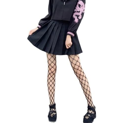 Japanese Women Lolita TIGHT Gothic Dark Girls Sexy Big Hollow Out Fish Wet Socks Harjuku Lolis Cosplay Accessories Pantynose U13