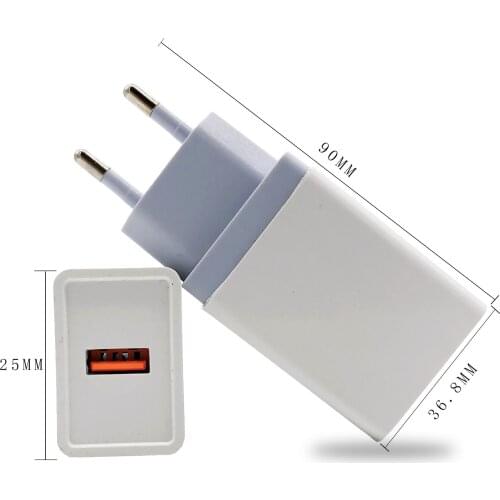 Cargador USB 3,0 de carga rápida 3A para iPhone 12 Pro Max 11 8, adaptador de la UE, cargador de teléfono para Samsung Xiaomi, B