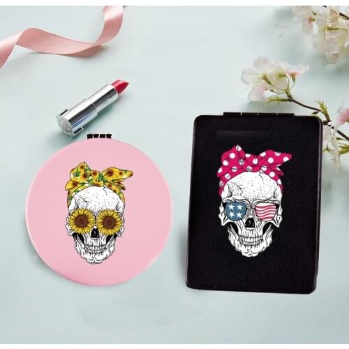 Personality Makeup Mirror with Double Side for Girl Portable Travel Folding Magnifying Compact Pocket Cosmetic Vanity Mirrors