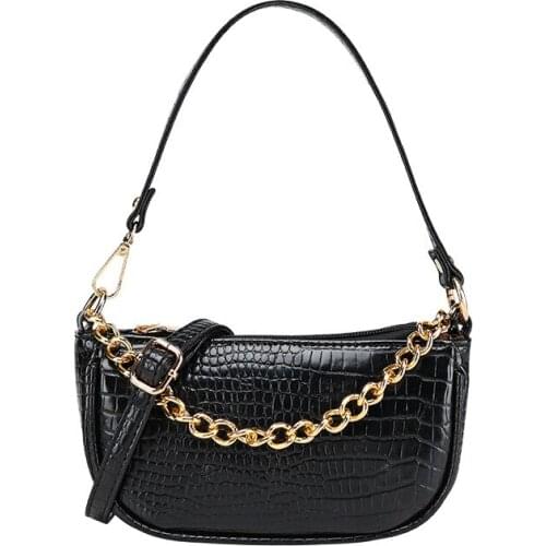 Retro Alligator Pattern Women Chain Handbags PU Leather Street Casual Solid Zipper Shoulder Bags 2020 New