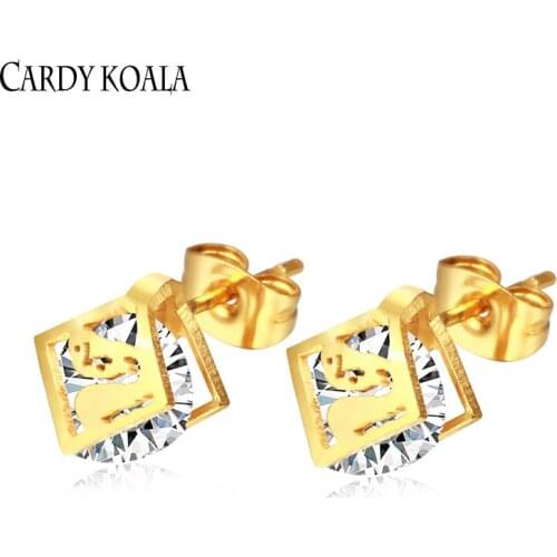 Cardy Koala simple design 8mm women earrings high quality stainless steel fashion jewelry women gold stud earrings birthday gift