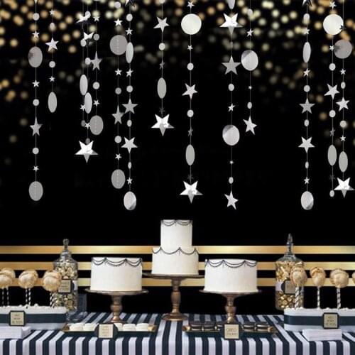 4.5M Gold Star Paper Banner Chain Dot Flags Christmas Decoration DIY Hanging Bunting Garland Home Wedding Party Decor Accessory