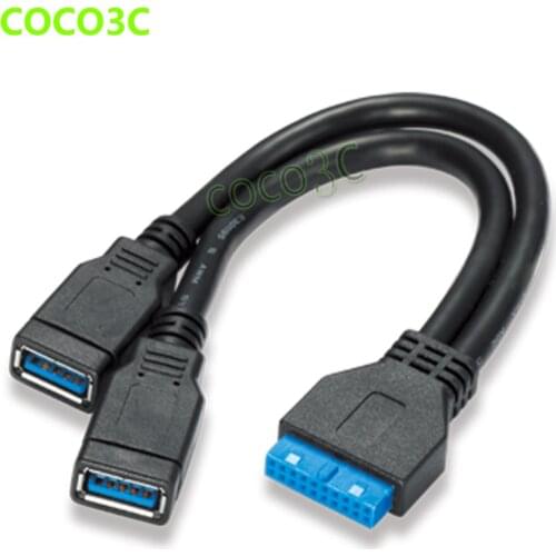 19pin female header to USB 3.0 A Female port Cable 20Pin to USB3.0 Splitter Cable with Panel Screw Hole