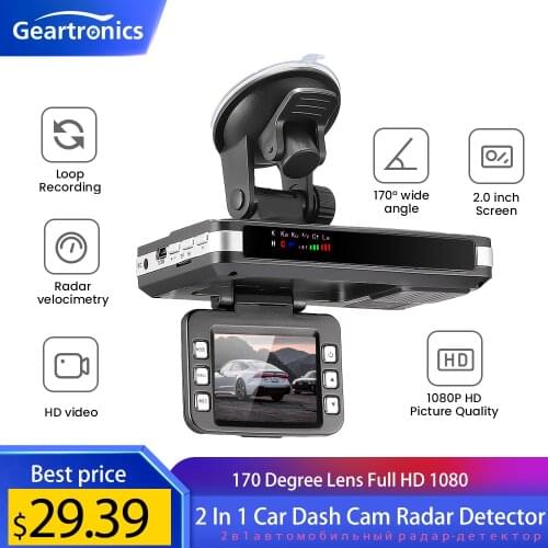 2 In 1 Car Dash Cam Radar Detector English Russian 2.0 Inch Display 170 Degree Lens Full HD 1080 Car DVR Dashboard Camera