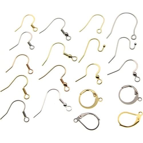 20pcs Stainless Steel Earring Hooks Clasp French Wires Hypo Allergenic For DIY Jewelry Findings Ear Components Accessories
