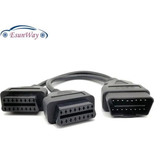 30cm 16 pin OBD2 OBDII Splitter Extension Y Cable J1962 Male to Dual J1962 Female OBD connectors Cables OBD Wire hardness