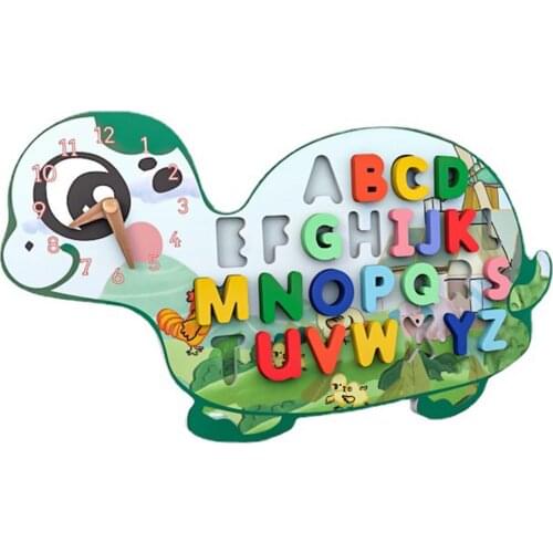 3D Wooden Puzzles Time Concept Toys English Enlightenment Toys For Training Hands English Letter Matching Board For Kids Gifts