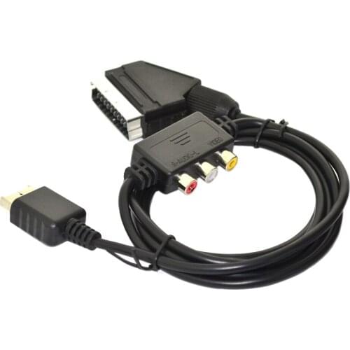 50PCS For playstaion 2 for PS2 Console TV Lead cable cord Scart Cable with AV Box Adapter