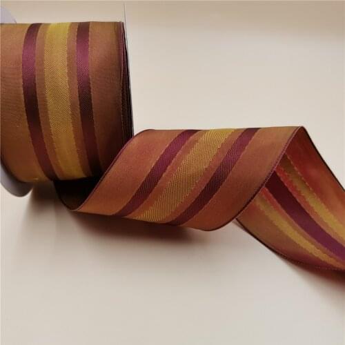 63mm X 25yards Wired Edge Taffeta Striped Ribbon for Gift Bow,Wedding,Cake Wrap,Tree Decoration,Wreath N2035