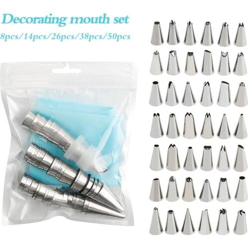 8/14/26/38/50Pc REUSABLE PASTRY BAG Kitchen Nozzle SILICONE Icing Piping Cream Cake Decorating Tool