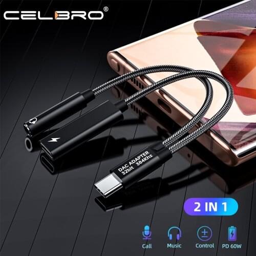 2 IN 1 USB Type C TO 3.5MM Jack Adapter Audio Aux Cable USB-C to 3.5mm Headphone Adapter for Samsung Note 10 20 Oneplus 8 7 Pro