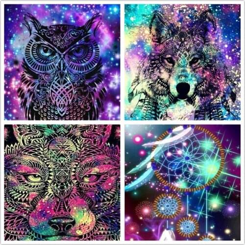 5D DIY Diamond Painting Square Round Drill Personality Colorful Tiger Wolf Mosaic Embroidery Cross Stitch Home Decor Picture