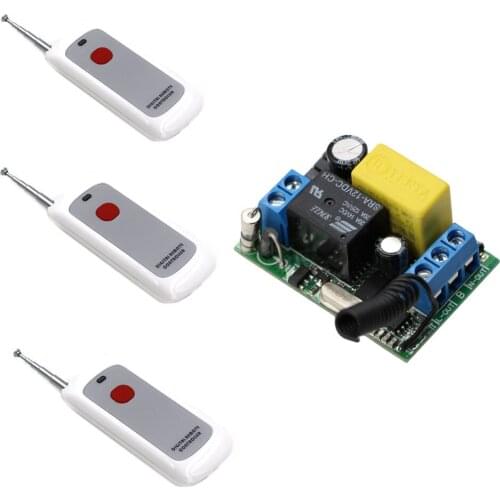 AC 220V Wireless Relay Remote Control Switch Wireless Remote Light Switch System Receiver Red Button Transmitter