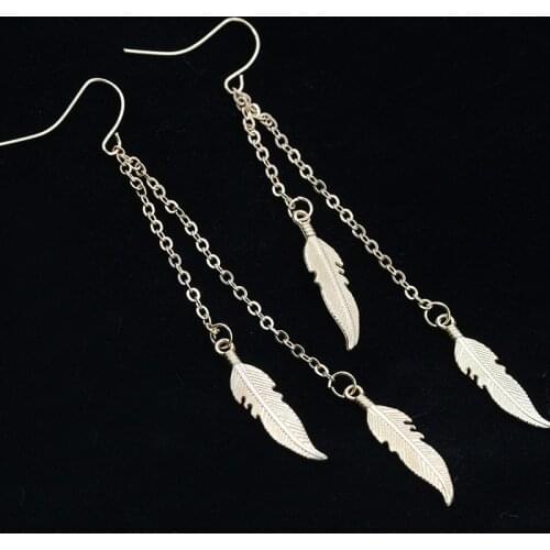 Bohemia Vintage Dangle Earing Long Feather Leaves Pendant Leaf Drop Earrings For Women Jewelry Brincos Pendientes