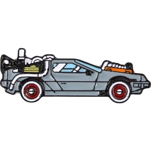 Back To The Future Car Vehicle Brooch for Women Kids Hard Enamel Pins Backpack Bags Badge Car Model TV Movie Jewelry Gifts