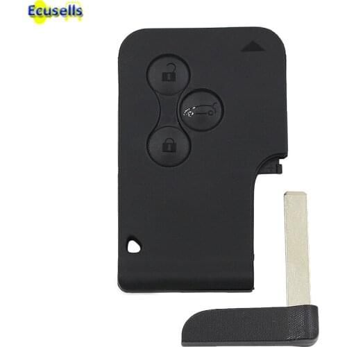 Black Color 3 Buttons Smart Card remote Key fob case Shell for Renault Megane Scenic with small key