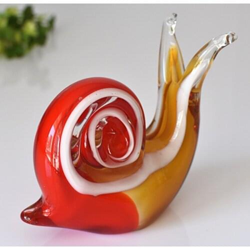 Europe Colored Glaze snail Figurines Handmade Miniatures tabletop Decor Glass Crafts birthday gifts home decoration accessories