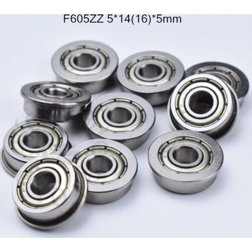 F605ZZ 5*14(16)*5mm 10pieces free shipping bearing ABEC-5 605 Flange bearings chrome steel bearing F605 F605Z F605ZZ