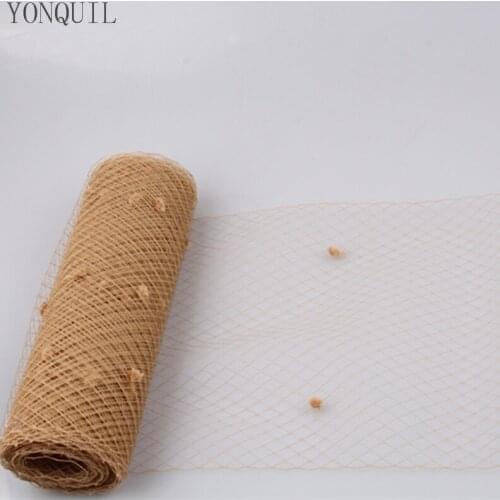 Khaki 5 Yards Per Lot Birdcage Veil With Dot 25CM Width Russian Veiling Netting Wedding Dot Veils Material Free Shipping LDV02