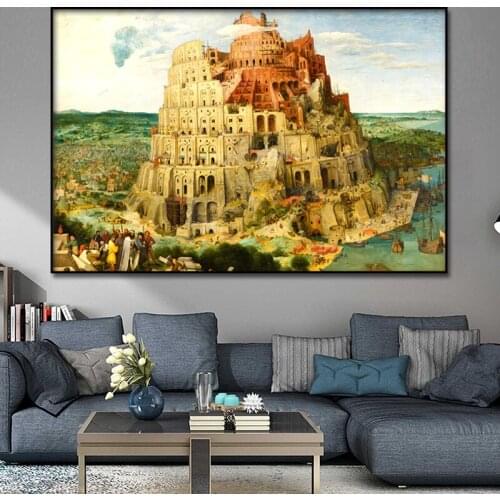 Ancient Babylon Castle in the Sky Oil Painting Posters Wall Art Print Modern Painting Nordic Kid Bedroom Decoration Picture