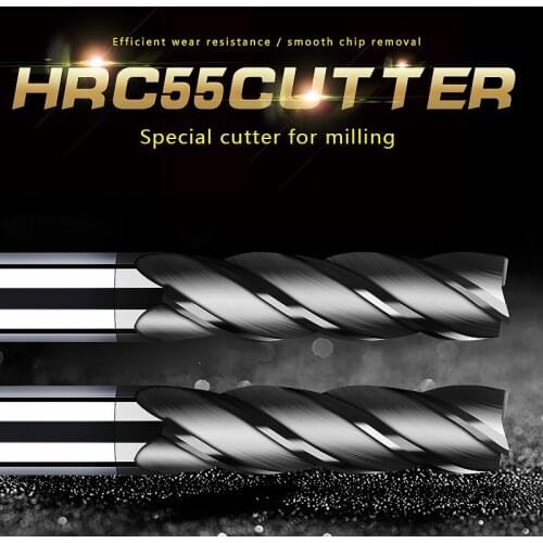 Endmill Cutting HRC55 4 Flute 4mm 5mm 6mm 8mm 12mm Metal Alloy Carbide Milling Tungsten Steel Milling Cutter End Mill Tools