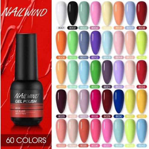 NAILWIND Gel Nail Polish 8ml Varnishes Hybrid Semi Permanent Nail Art Designed UV Gel Manicure Top Base Coat Gel Polish