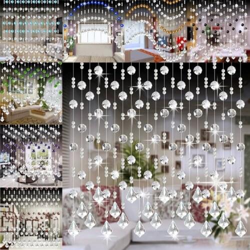 Crystal Glass Bead Curtain Luxury Living Room Bedroom Window Door Wedding Decor Bead Curtain Backdrop Decoration Supplies