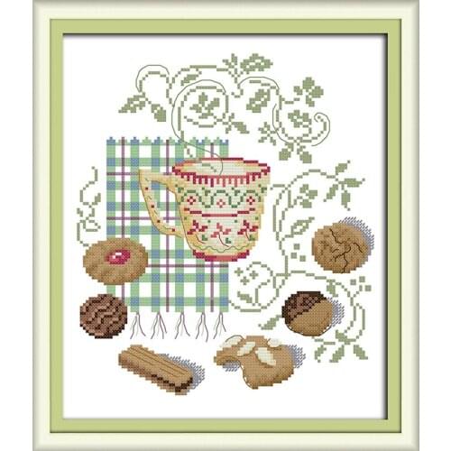 Joy Sunday Afternoon tea 4 Canvas DMC Counted Chinese Cross Stitch Kits printed Cross-stitch set Embroidery Needlework
