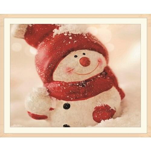 Red Hat Snowman 5D DIY Round Full Diamond Painting Christmas Decorations for Home Diamond Embroidery Winter Cross Stitch