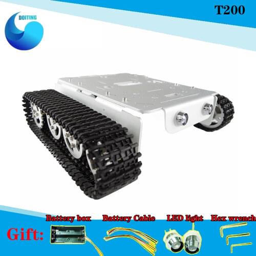 DOIT TD200 Double Metal Tank Chassis Robot Model Intelligent Car with Solid Structure 2 Motor Plastic Tracks Electronic Contest