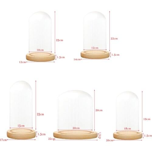 Mini Clear Glass Hemisphere Cloche Cover Dome Cabochon With Cork Table Decor