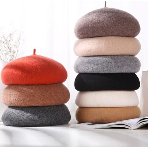 Fashion French Beret Caps for Women Autumn Winter Outdoor Berets Street Style Plain Cap Wool Warm Femme Girls Beanie Hat Caps