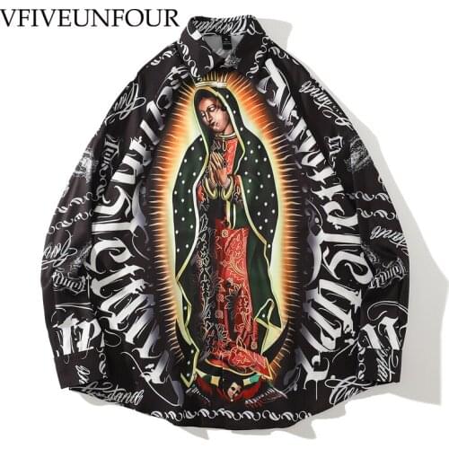 VFIVE UNFOUR Fall Digital Printing Vintage Long Shirts Men Funny Gaphic Hip Hop Shirts Men Plus Size Hawaiian Shirts For Men