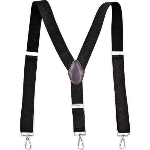JIERKU Suspenders Mans Braces Black Leather 3Clips Suspensorio Fashion Girls Suspenders Trousers Strap 2.5*105cm