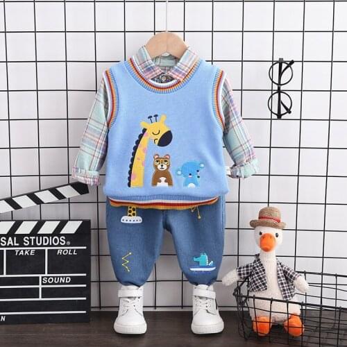 New Autumn Trendy Children Clothes Baby Boys Girls animal Vest Shirt Jeans Pants Spring Kids Clothing Infant Casual Tracksuit