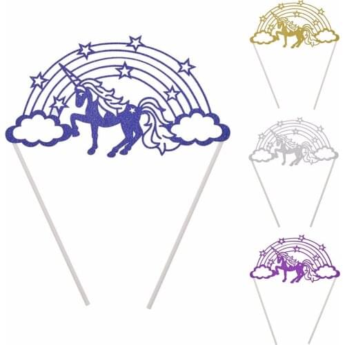 2019 Newest DIY Unicorn Rainbow Cloud Birthday Cake Topper Sticks Cake Decorative Party Supplies