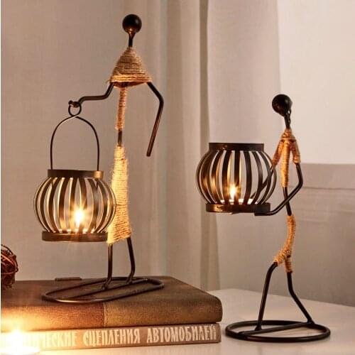 New Nordic Iron Art Hemp Rope Crafts Home Decoration Candle Holder Ornaments Bedroom Practical Small Furnishings