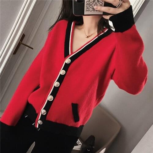 Obrix Casual Style Female Comfy Cardigan V-Neck Full Sleeve Single Breasted Loose Streetwear Outfit For Women