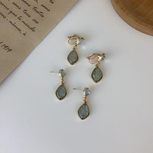 Origin Summer Korean Fashion Sea Blue Waterdrop Dangle Earings for Women Exquisite Geometrical Earings Jewellery Wholesale