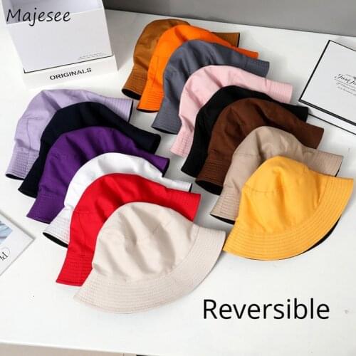 Bucket Hats Summer Sun Protection Reversible Couple Unisex Korean Version Classic All-match Students Casual Outdoors Trendy Chic
