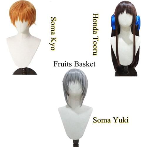 Anime Fruit Basket Honda Tohru Wig Sohma Kyo Wig Soma Yuki Cosplay Wig Heat Resistant Synthetic Hair + Wig Cap