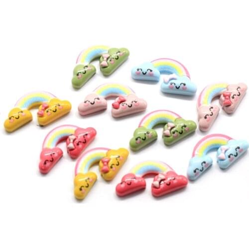 Pastel Colorful Resin Double Heart Rainbow Flatback Cabochon Scrapbookind DIY Craft Accessories