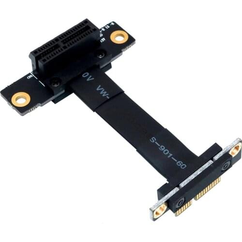 PCIE X1 Riser Cable Dual 90 Degree Right Angle PCIe 3.0 x1 to x1 Extension Cable 8Gbps PCI Express 1x Riser Card Ribbon Extender