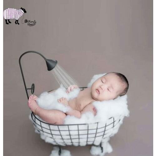 Newborn Baby Photography Props Infant fotografia Shoot Accessories Baby Girl Boy Photo Shoot Iron Bathtub Basket Props bebe foto