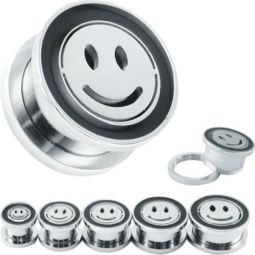 Ear Flesh Tunnel Ear Expander Ear Expander Tunnel Earrings Smile Shaped Stainless Steel Body Piercing Sold 1 Pair