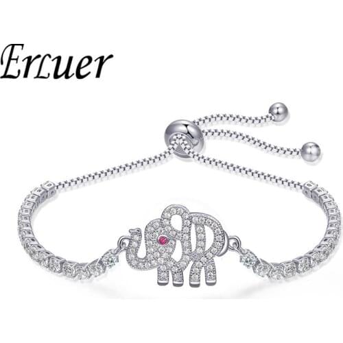 ERLUER Adjustable Elephant Bracelets For Girl Cheap Fast Shipping High Quality Charm Sliver Bracelets Friendship Brithday Gift