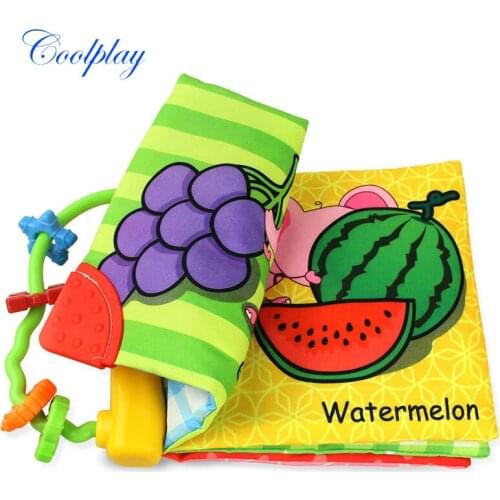 Elephant Baby Rattles Toys Fruit Themed Soft Cloth Books Rustle Sound Infant Kids Books Early Intelligence Educational Toys