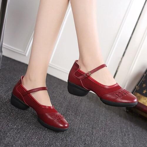 Dancing Shoes 8018 Genuine Leather Soft Bottom Spring Autumn Dancing Shoes Female Square Dance Shoes Sailor Modern Dance Jazz